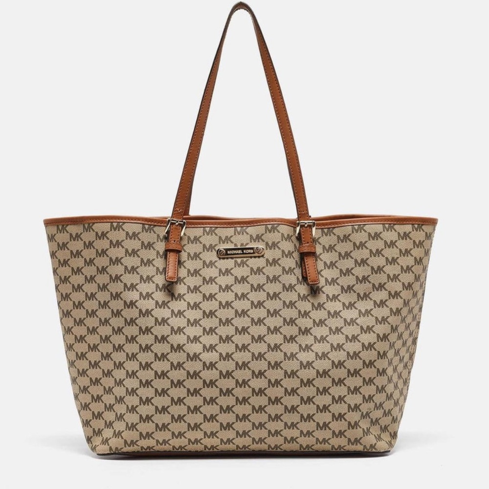 Michael Kors Tan and Brown Logo Tote